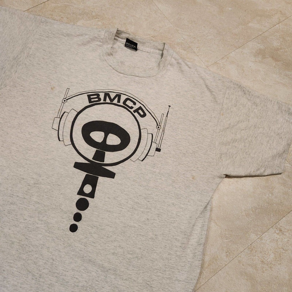 VTG 80s BMCP Black Mass Communication‎ Project UMass T Shirt Mens XL HipHop